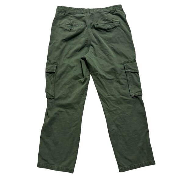 Aritzia TNA Cargo Pants Women’s 14 Green Cotton Utility Baggy Relaxed Wide Leg - Picture 2 of 7
